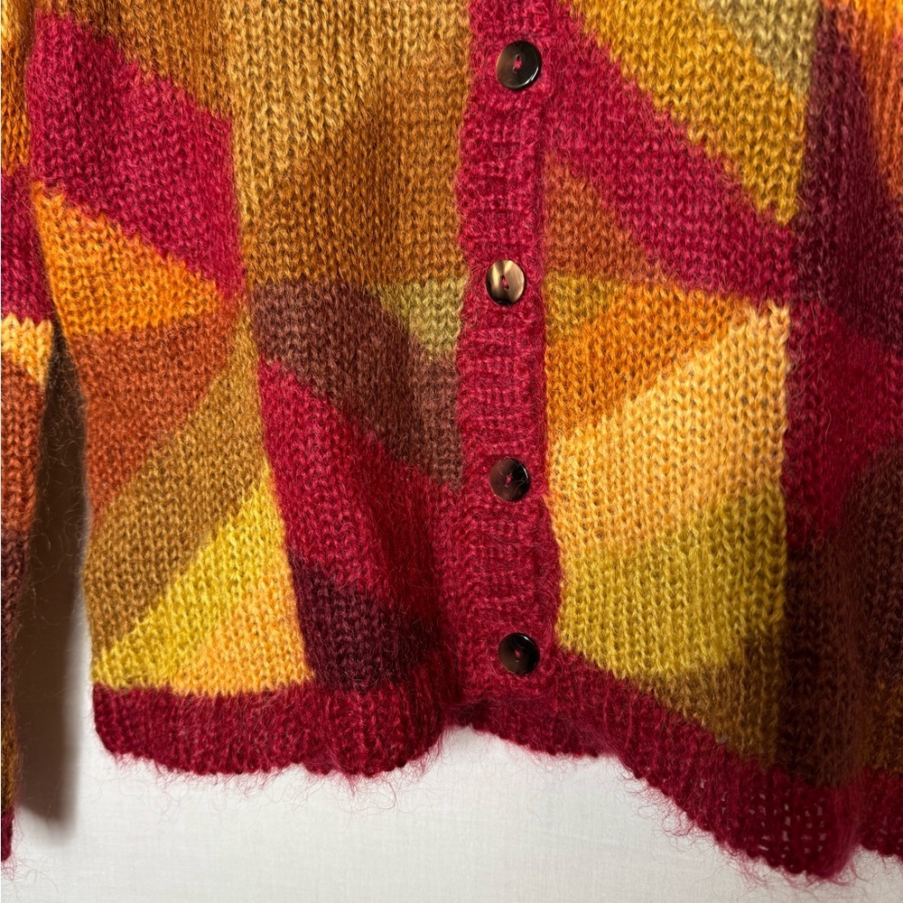 Talbots Vintage Women Front Button Sweater Cardigan Mohair Geometric Boho Unique - Picture 6 of 9